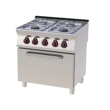 RM Gastro REDFOX SPBT 70/80 11 GE Gáztűzhely 4 égővel, elektromos légkeveréses sütővel