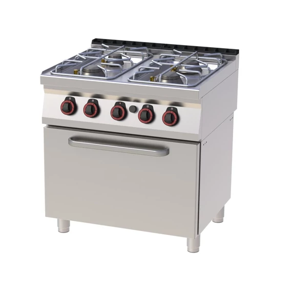 RM Gastro REDFOX SPT 70/80 21 G Gáztűzhely 4 égővel, gázüzemű statikus sütővel