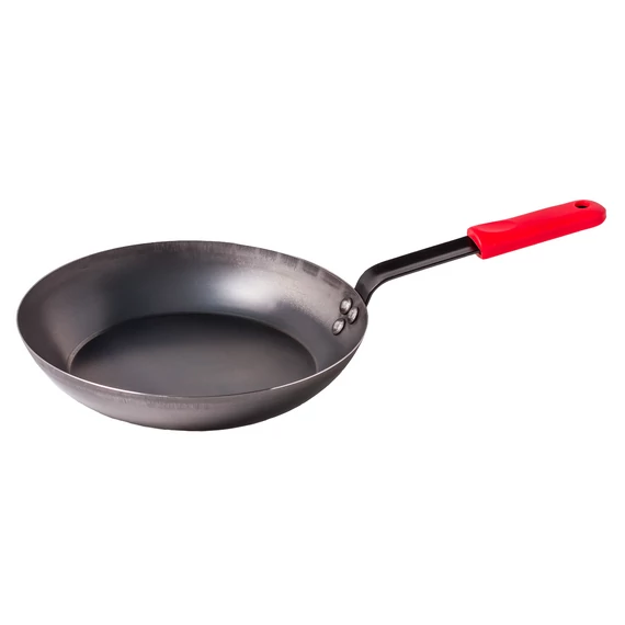 Szénacélból készült serpenyő szilikon fogantyúval, 30 cm