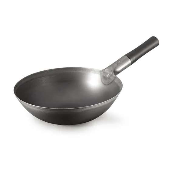 WOK serpenyő szénacélból, bakelit nyéllel, 34 cm