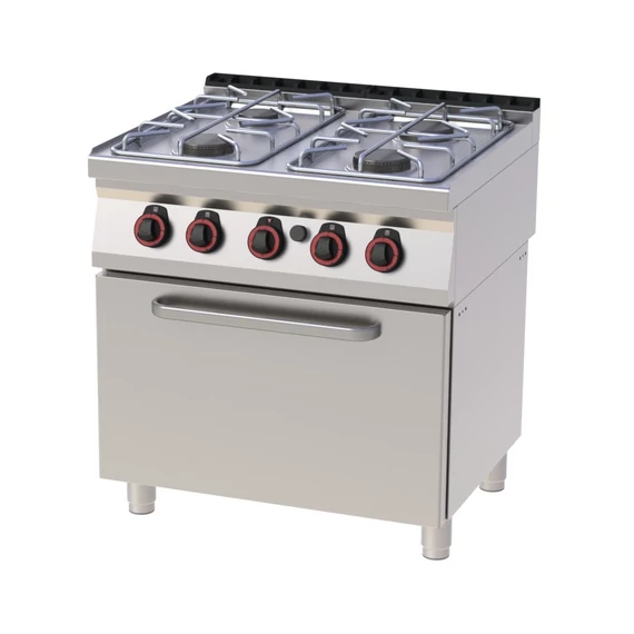 RM Gastro REDFOX SPBT 70/80 21 G Gáztűzhely 4 égővel, gázüzemű statikus sütővel