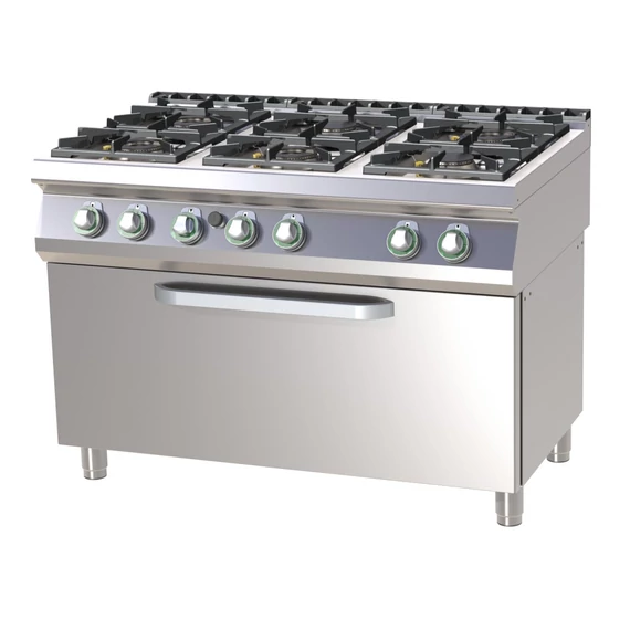 RM Gastro SPT 7120/31 G Gáztűzhely 6 égővel és gázüzemű sütővel