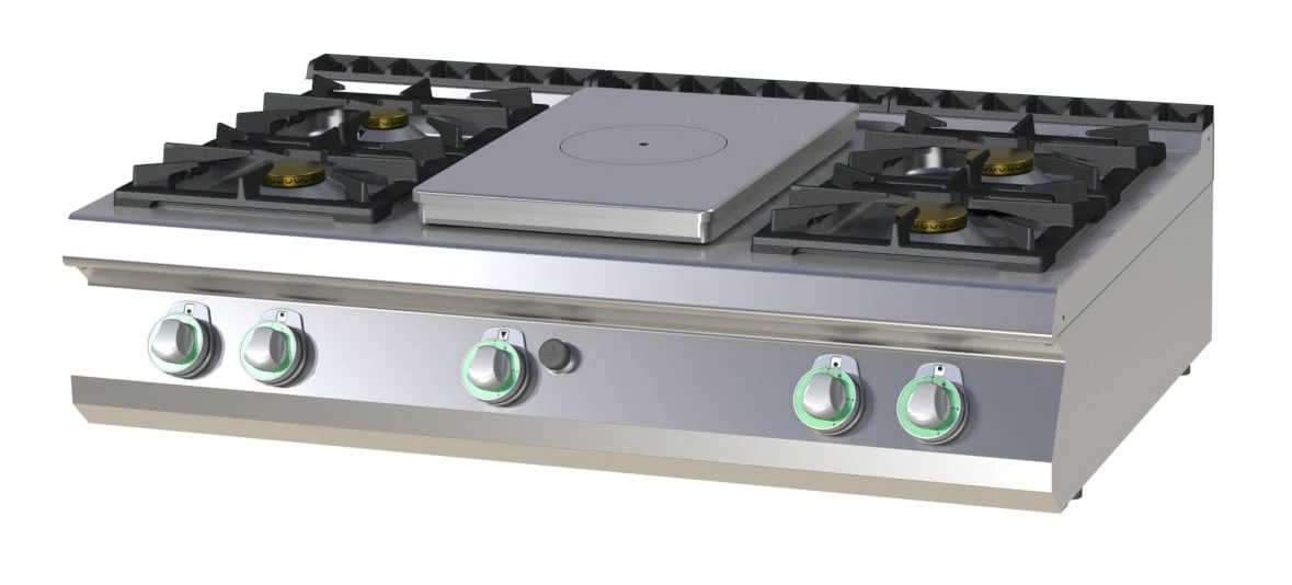 RM Gastro STPS 7012 G Gáztűzhely 4 db égővel, francialappal