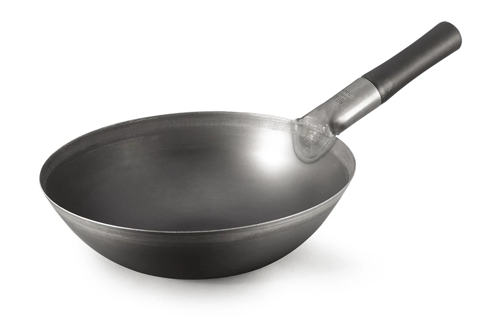WOK serpenyő szénacélból, bakelit nyéllel, 36 cm