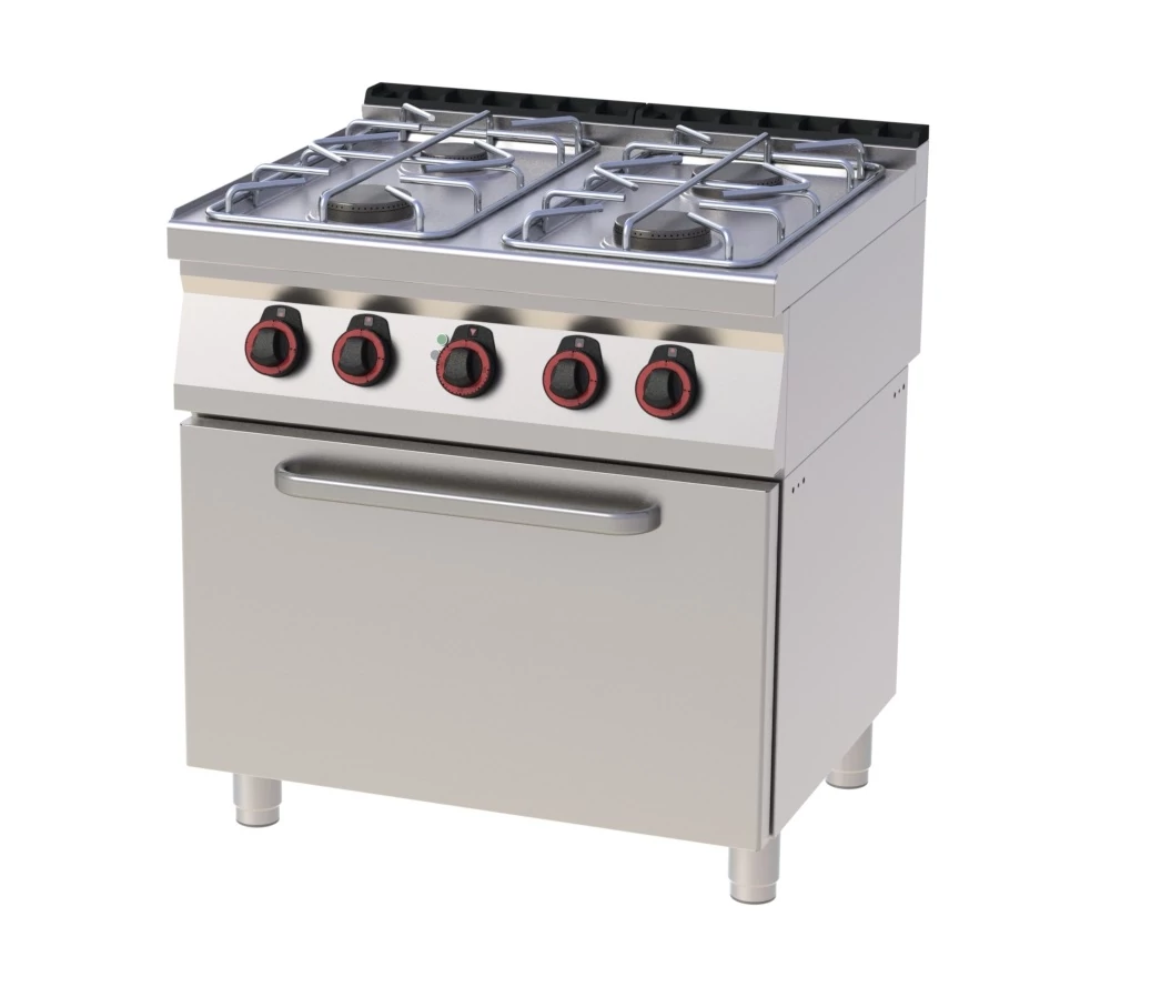 RM Gastro REDFOX SPBT 70/80 11 GE Gáztűzhely 4 égővel, elektromos légkeveréses sütővel