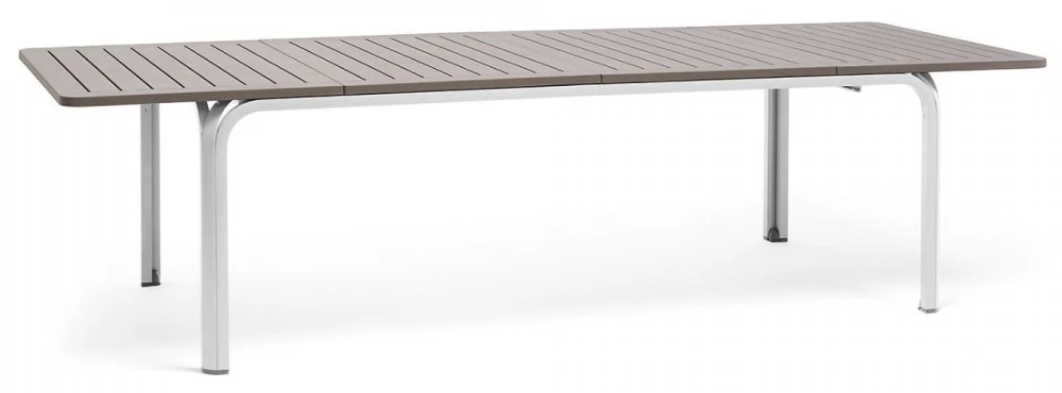 NARDI ALLORO 210 EXTENSIBLE bővíthető kerti asztal galamb szürke színben, fehér lábakkal