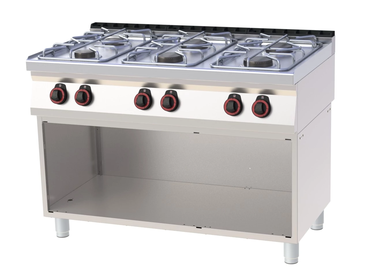 RM Gastro REDFOX SPB 70/120 G Álló Gáztűzhely 6 égővel