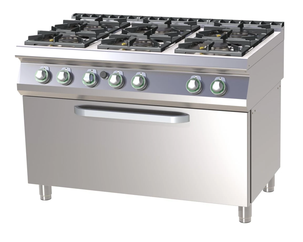 RM Gastro SPT 7120/31 G Gáztűzhely 6 égővel és gázüzemű sütővel