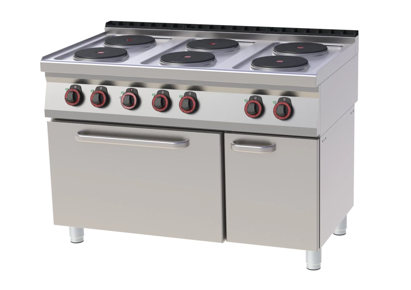 RM Gastro REDFOX SPT 70/120-11 E Elektromos tűzhely 6 db kör alakú főzőlappal, elektromos légkeveréses sütővel